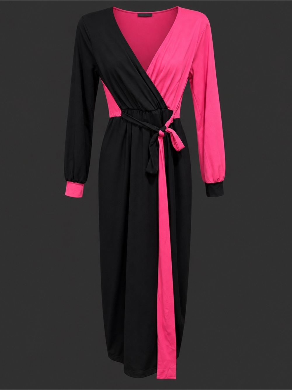 Black and Pink Wrap Dress 1X